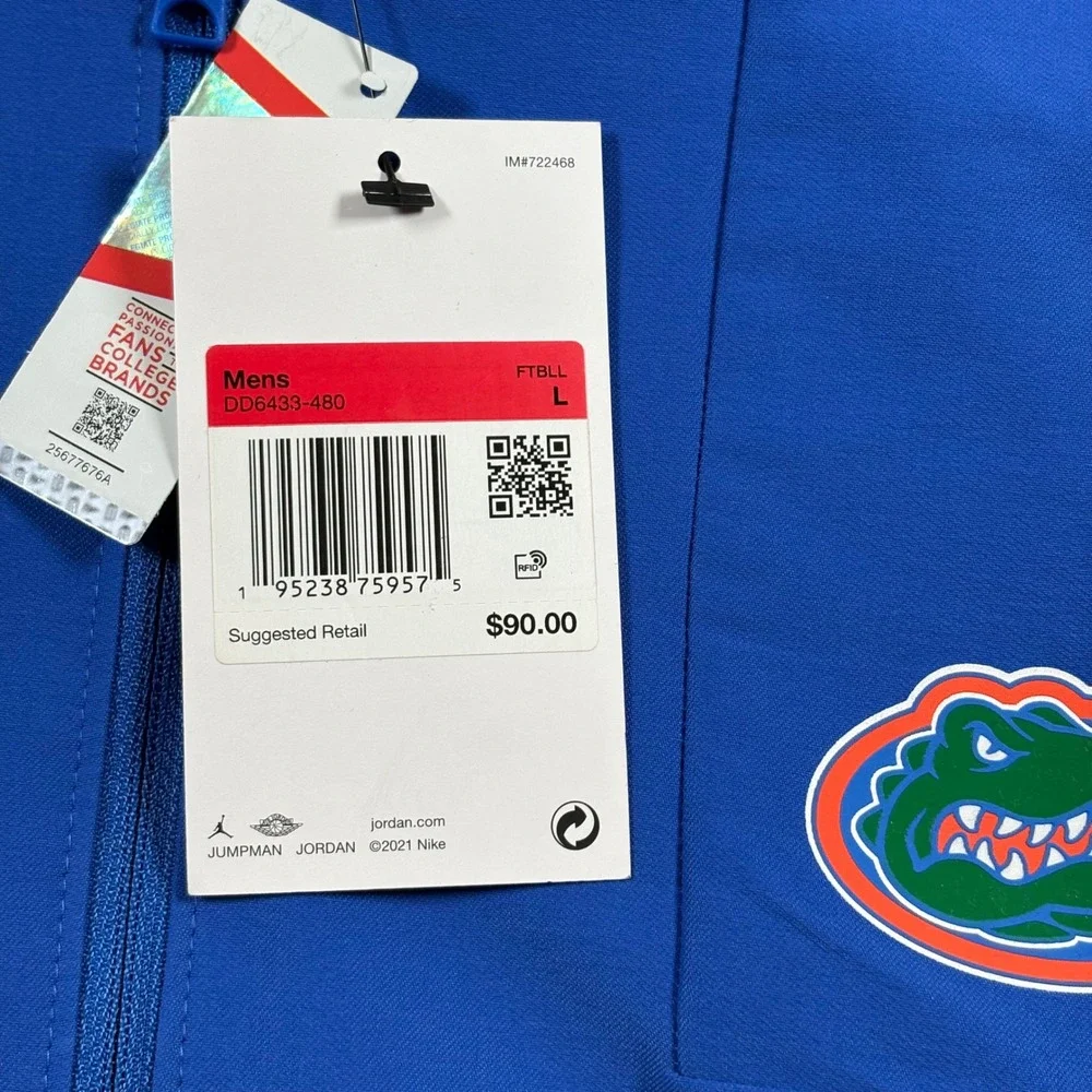 Florida Gators Jordan Brand Coach Half-Zip Long Sleeve Jacket Royal SEC Large